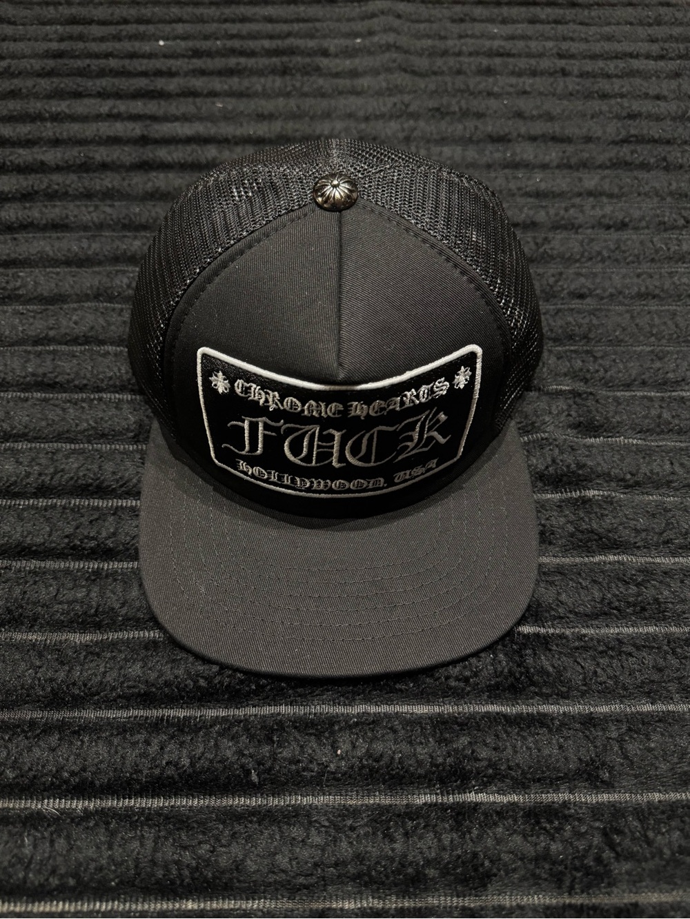 Chrome Hearts Black Mesh Trucker Cap with Patch